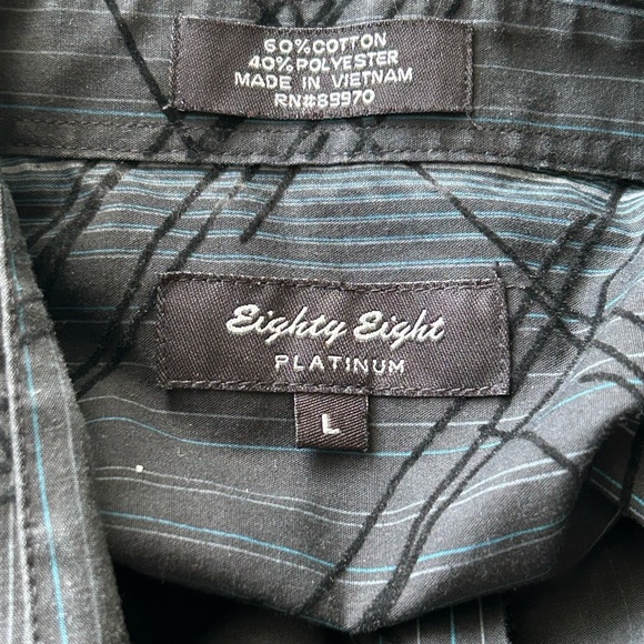 Eighty Eight Large Black Blue Button Down Business Shirt Dress - Picture 4 of 4